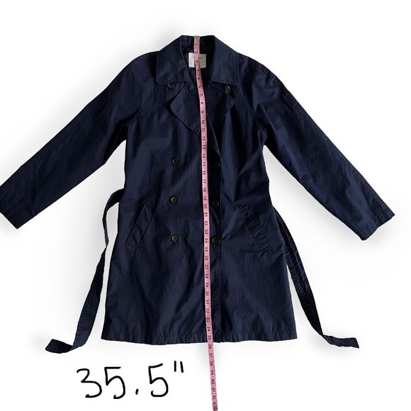 Old Navy, xs belted double breasted trench coat, navy blue - Picture 7 of 14